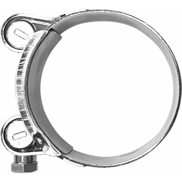 2x Svingbare slangeklemmer, 64-67 mm diameter, 22 mm bredde, solid bånd, avrundede kanter, for slanger og fleksible rør