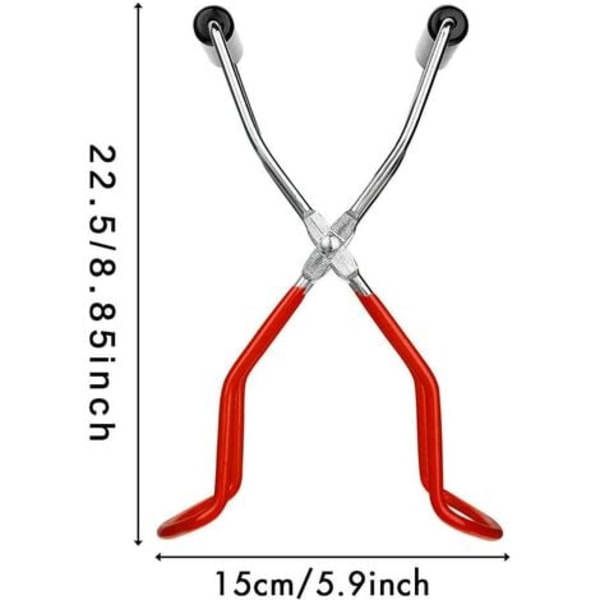 Jar Lifting Tongs with Rubber Grips Tool Kit Stainless Steel Handle Long Jar Tongs Anti Jar Lifter Glass Jar Lifter (Red