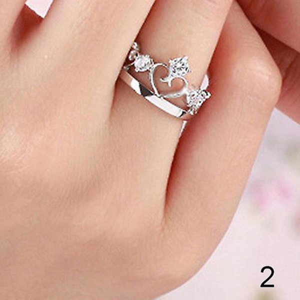 Sølvbelagt Prinsesse-Prins Imperial Krone Justerbar Parring Womens