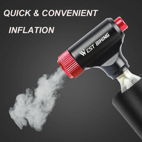 Kuldioxidpumpe CO2-knap oppustelig cykeludstyr model YP0711082, sort og blå - sort og blå