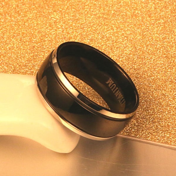 8mm Män Ring Brev Polerad Svart Cool Mode Utseende Finger Ring För Bröllop US 7
