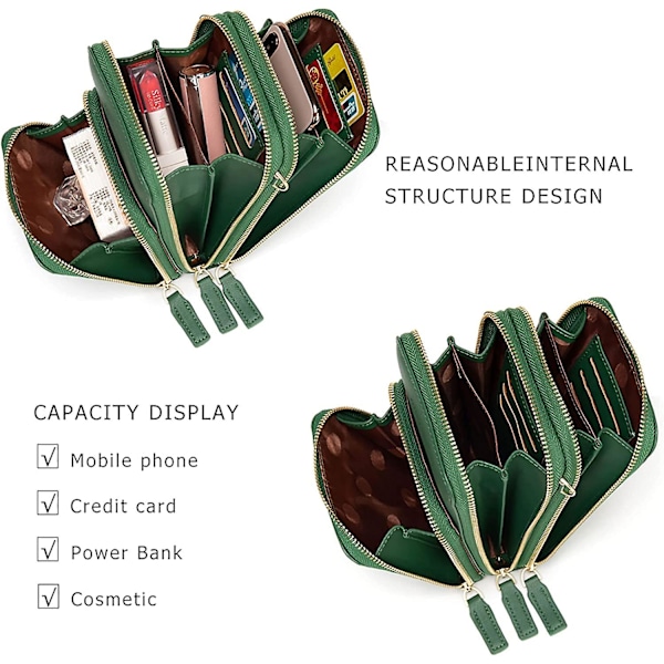 Liten crossbody-mobilväska för kvinnor, miniväska med axelrem och kreditkortsfack A916-878 Dark Green