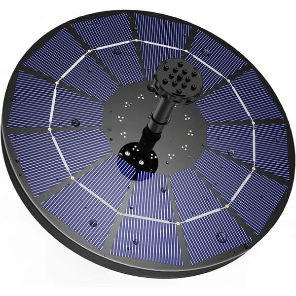 Solcellefontene med 3,5W solcellepanel, 1200mAh innebygd batteripumpe, solcelledamppumpe
