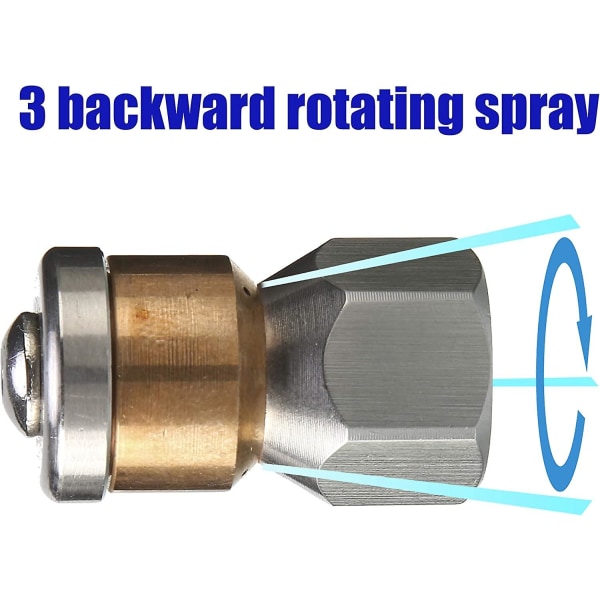 Trykkvask roterende kloakkdyse, 1/4\" F-npt, 4000 Psi