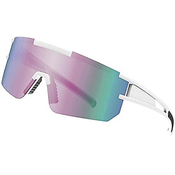 Urheilulasit Miehille Ja Naisille, UV400 Polarisoivat Aurinkolasit, Pyöräily, Ajaminen, Tuulenpitävät Pink Lens White Frame