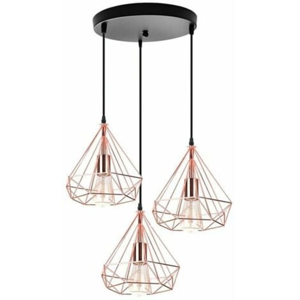 Pendant Light Fixture Industrial Retro Ceiling Light 3 Lights Diamond Shaped Metal Chandelier Pendant Light for Living R