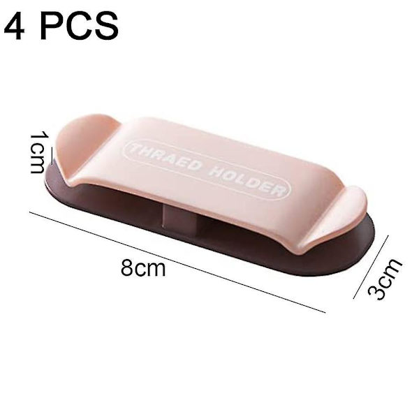 Kabelhållare Klipp 4-pack Sladdorganisator Hantering Klipp Självhäftande Pink