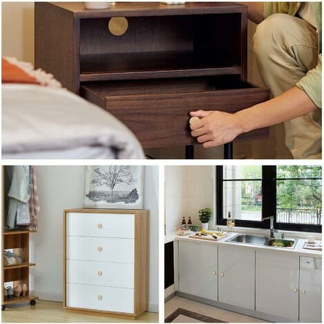 6 stk. Guld Kabinets Knapper En-Huls Messinggreb