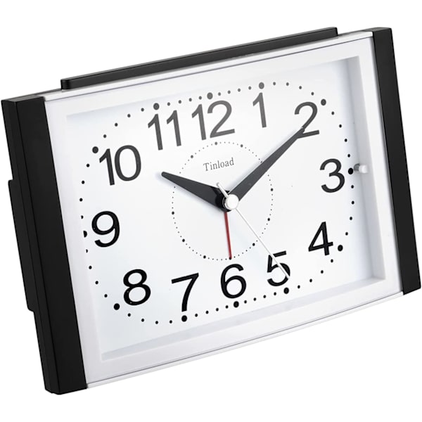 Stor 6,5 tums tyst analog väckarklocka, ingen tickande, mjuk väckning, pip, volym upp, snooze-funktion och batteridrift