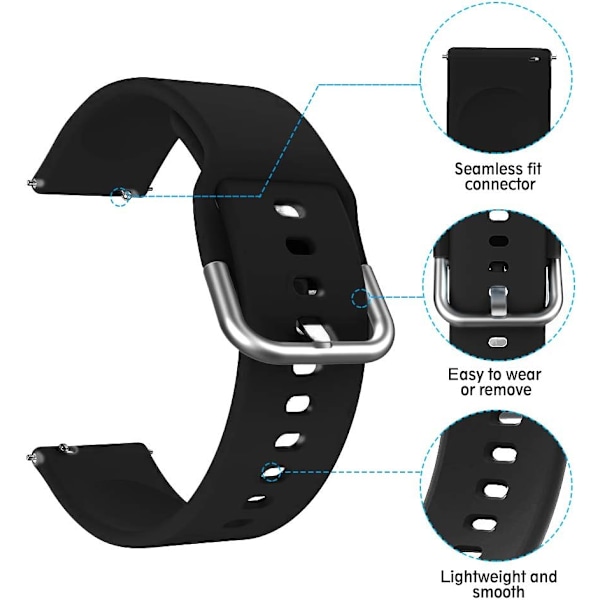 Silikonihihna, joka on yhteensopiva Samsung Galaxy Watch 3 41 mm:n hihnan / Active 40 mm:n hihnan / Active 2:n hihnan / Galaxy Watch 42 mm:n hihnan kanssa, naisten ja miesten pehmeä silikoni