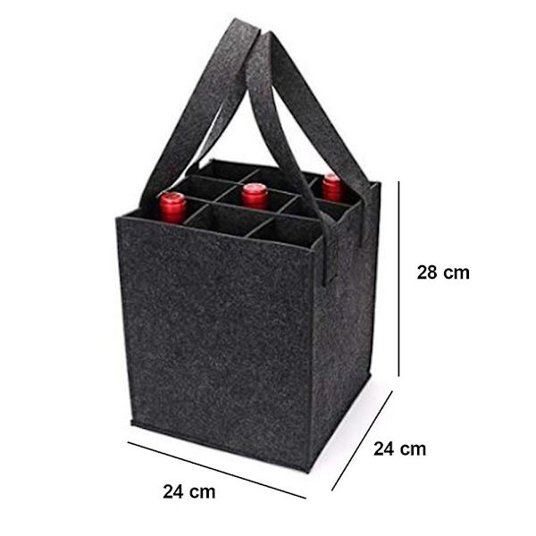 Gjenbrukbare handleposer for reiser, camping og piknik, perfekt gave til vinelskere 9 bottles Dark gray