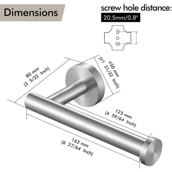 WC-paperiteline seinälle kiinnitettävä WC-paperiteline WC-paperiteline Ruuvi 12CM WC-paperiteline Harjattu ruostumaton