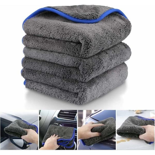 8MM Dobbeltsidig Korallfleece Bilklut Grå 40*40cm Mikrofiber 80/20 Polyester Nylon Kantdesign