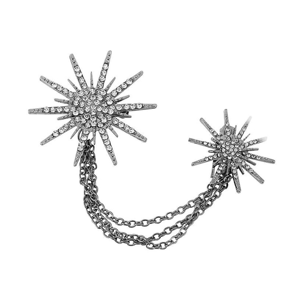 Vintage Smycken Spänne Pin Broscher Crystal Snowflake Rhinestone Broscher för Klänning Bankett Black