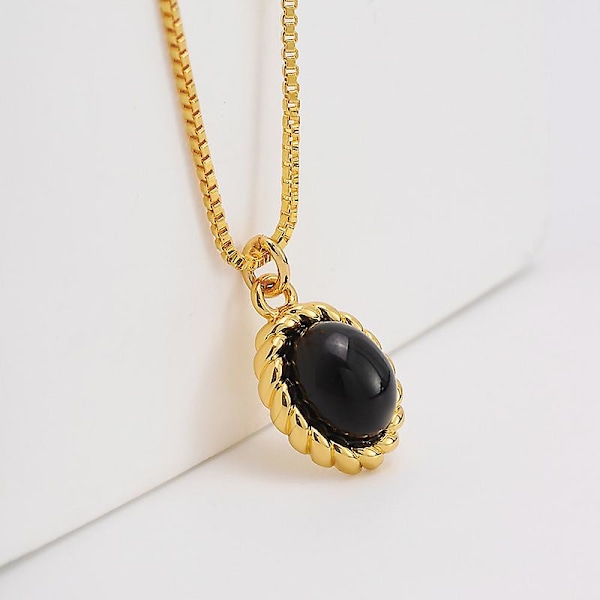 Halsband Vintage Guld Färg Oval Mode Smycke Ac7036 C040