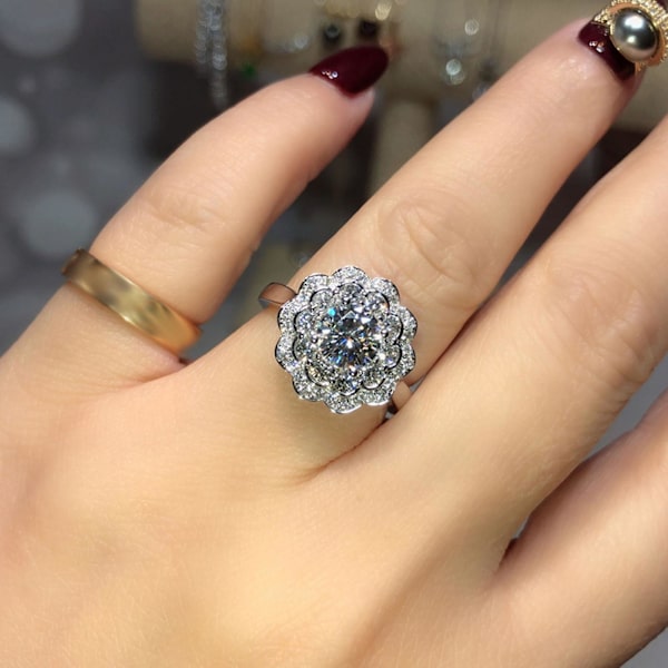 Kvinnoring Glimmande Dekorativ Söt Kubisk Zirkonia Fingerring För Fest US 6