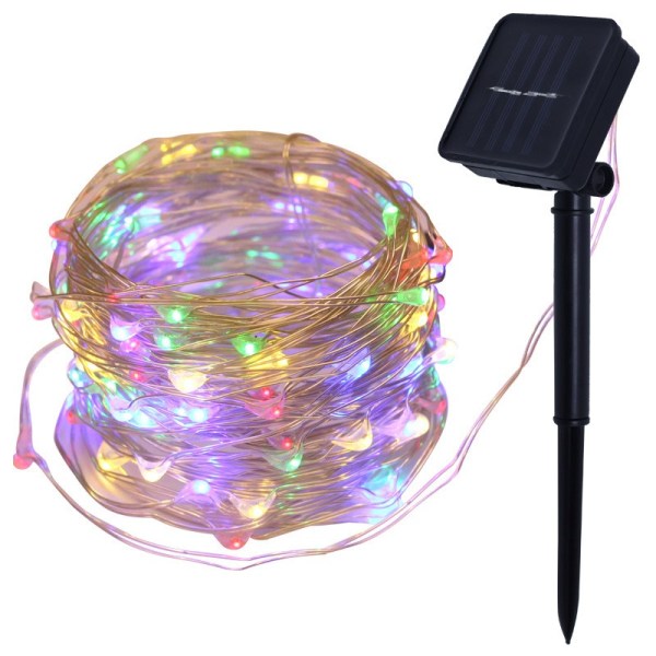 Kobbertråd Solar String Lights, udendørs vandtæt dekorativt lys (12m 100LED Color String Lights Decoration),
