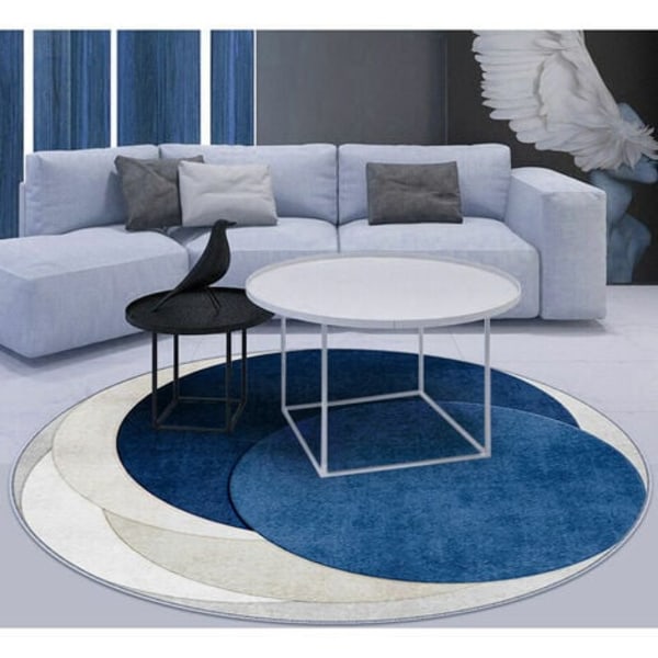 Modern Matta 120 x 120 cm Halksäker Lugghöjd 6 mm Blå