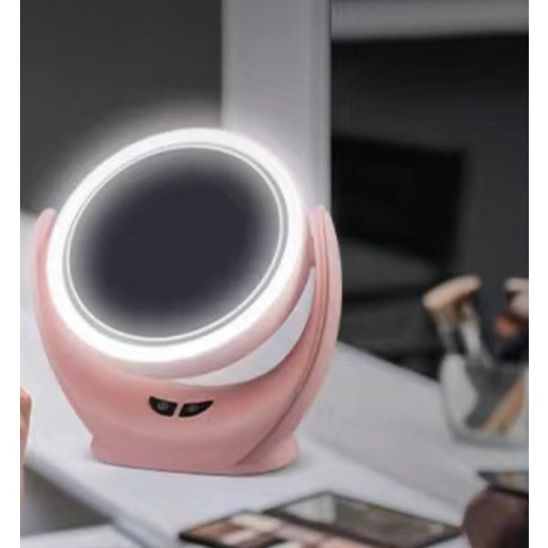 USB Makeup Mirror Fläkt Bärbar Desktop LED-ljus Laddningsfläkt (rosa)