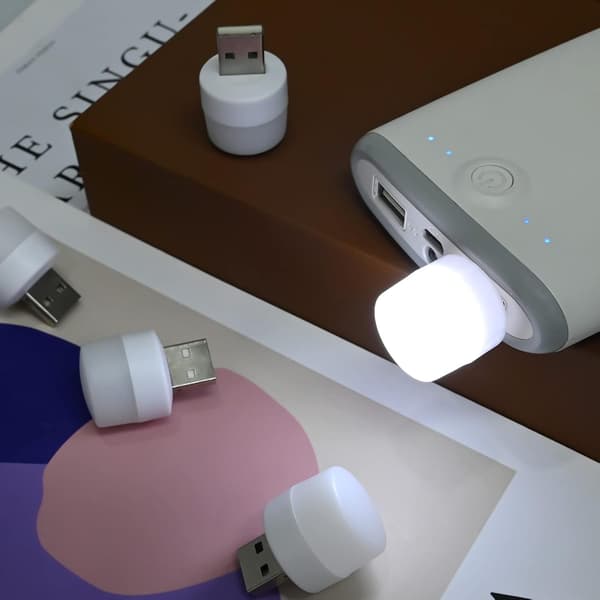 Pakke med 20 (hvitt lys) Mini bærbare USB nattlys, mobil