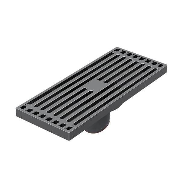 Rektangulær Gulvafløb, 20×10cm Sort Rustfrit Stål Forlænget Gulvafløb, med Filter, Lugtfri Bruseafløb Velegnet