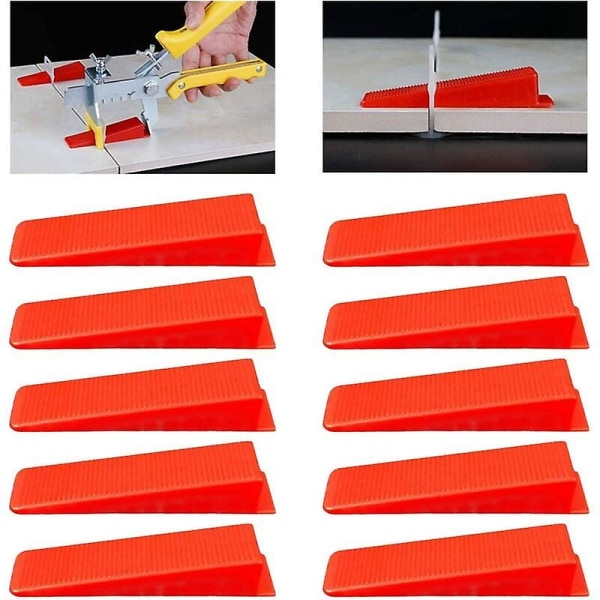 Tile Leveling System Kiler, Kile Leveler Flise Afstandsstykker Flise Leveler Afstandsstykker Clips Kiler, 100 stykker, rød