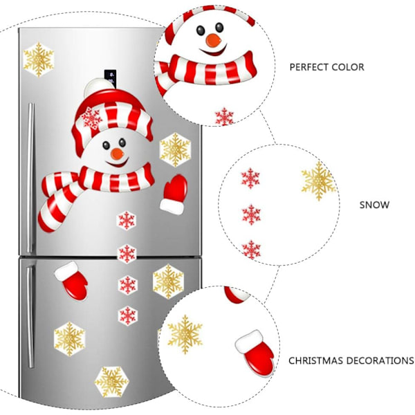 1 Set Jul Snögubbe Kylskåpsdekaler, Jul