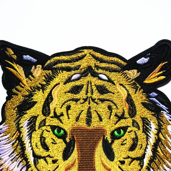 2 stk. Tigerhoved stofmærker, 25,5 cm Tiger strygemærker