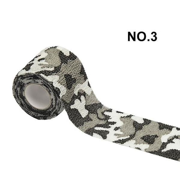 Udendørs camouflage bandage (NR. 3 - Sort og hvid grå camouflage 10 cm * 4,5 m 10 stk),