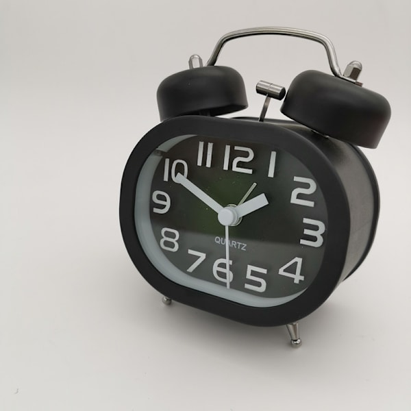 Analog väckarklocka med dubbla klockor, nyhet klockväckarklocka utan tickande tyst kvartsväckarklocka 3 tum analog väckarklocka batteridriven reseväckarklocka C