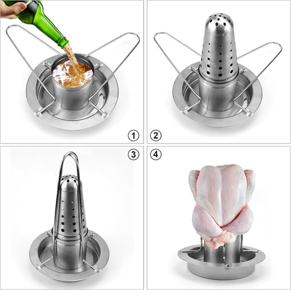 Kyllingestativ, Kyllingeholder, Kyllingeholder, Grillstativ i rustfrit stål til ovn, grill, tilbehør til kyllingegrill