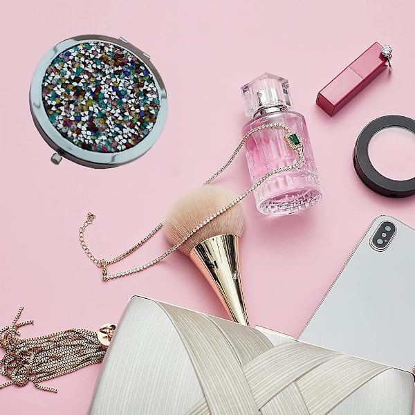 Sminkspegel Mini Mix Diamond Makeup Spegel Vikbar Mini Fick Spegel Bärbar Handspegel - För Kvinnor Flickor Present