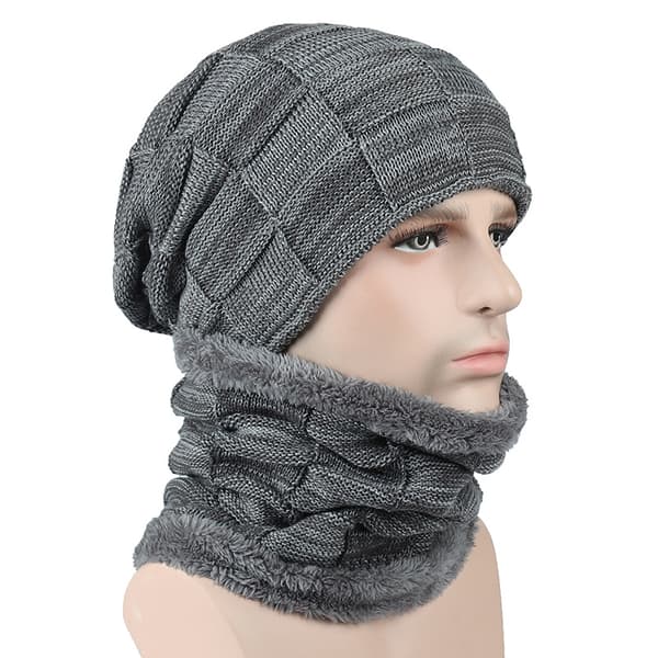 Vinterhatte til Mænd Sjal Sæt Varme Strikket Hatte Skalle Hals Gaiter