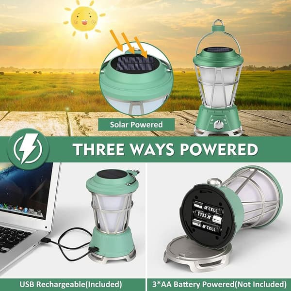 Solar LED-campinglys, USB oppladbare og batteridrevne campinglys, campingutstyr for camping, fiske,