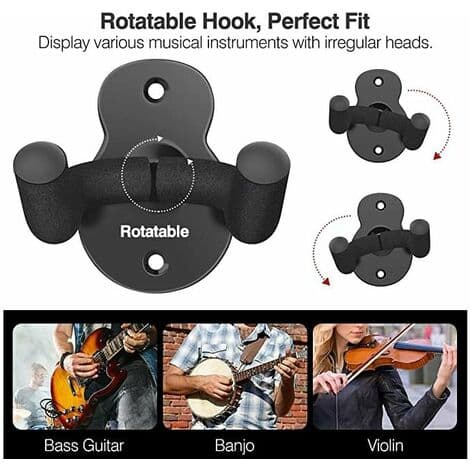 Gitarrväggfäste, 3-pack Metallgitarrväggfäste, Gitarrkrokar, Väggfästen för Akustisk Basgitarr, Elgitarr