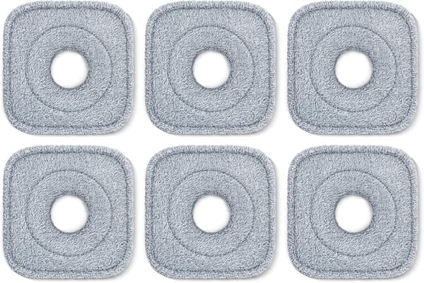 6 stk. Spin Moppepuder Kompatible med Spin Moppe og Spandesystem True & Tidy True Clean Moppe og Spandesystem, 8,26X8,26 Størrelse Spin Moppe Erstatningspuder