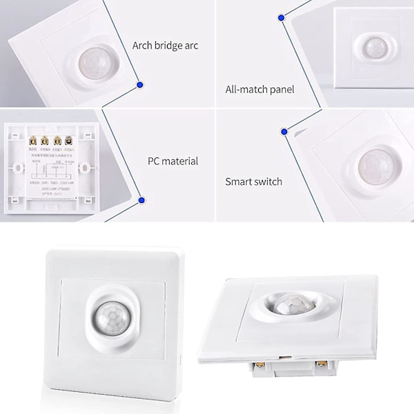 Automatisk Infrarød Bevægelsessensor Switch til LED Lys 200W Vægmontering Indbygget Lampe