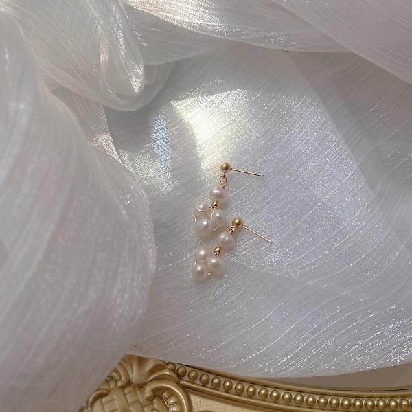 Ørering Perle Blomst Stud Piger Mode Smykker Ac3743