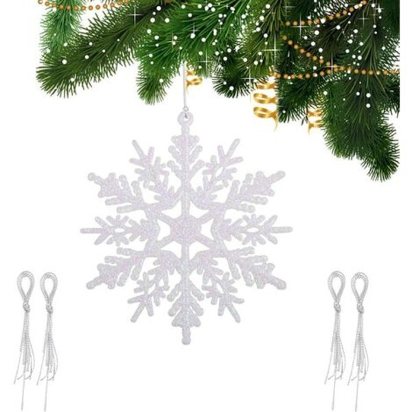 20 stk Julerispynt Snøflak til Juletreet - Diameter: 10cm - Hvit