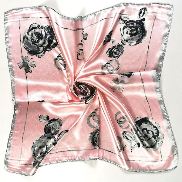 Kvinnors sidenkänselhalsduk Mode Printed Andas Lättvikts Stor fyrkantig huvudduk för 10