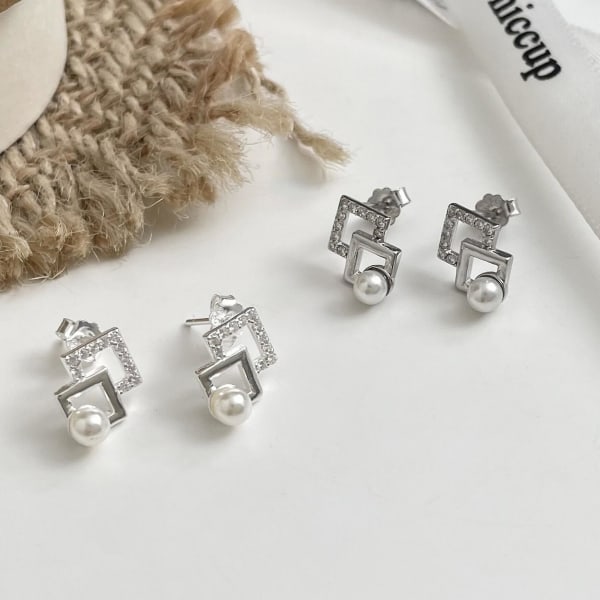 Örhängen 925 Silversmycken Pearl Fashion Jewelry Ac8199 C335
