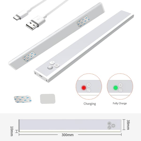USB oppladbar trådløs skaplampe, trefarget LED-lampehus