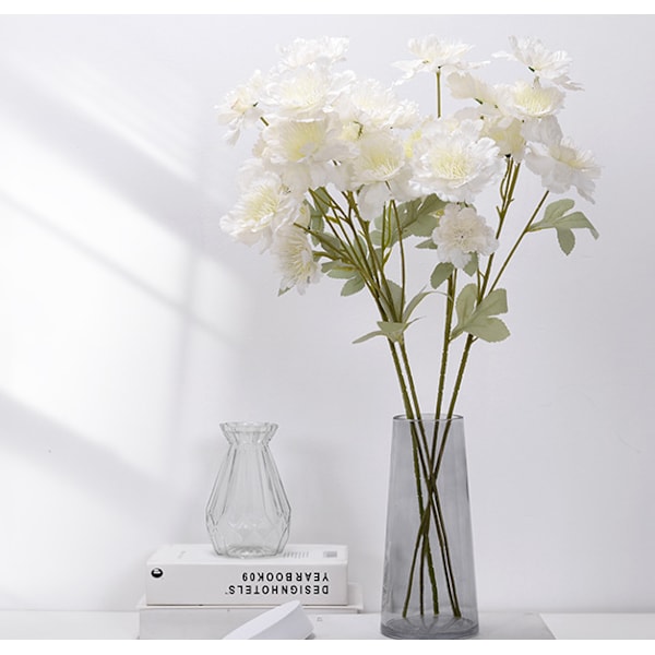 Simulerad blomma snöpion vit 3st,