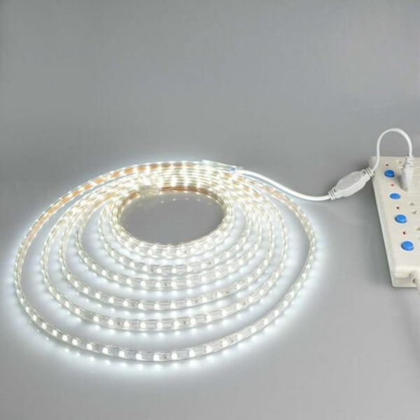 LED Strip med Switch 2M LED Strip 220V IP65 Vattentät Led Strip ljus, vitt ljus