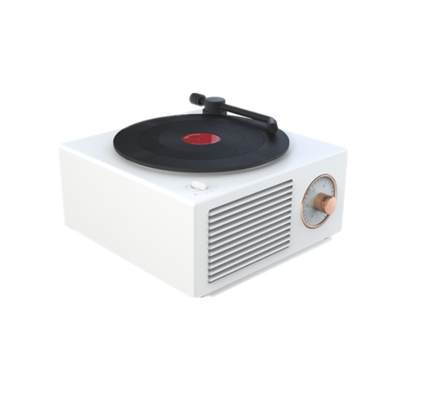 Atomisk vinyl bluetooth-lyd, retro vinylpladespiller-lyd, trådløs mini USB udendørsplade til hjemmet (hvid)