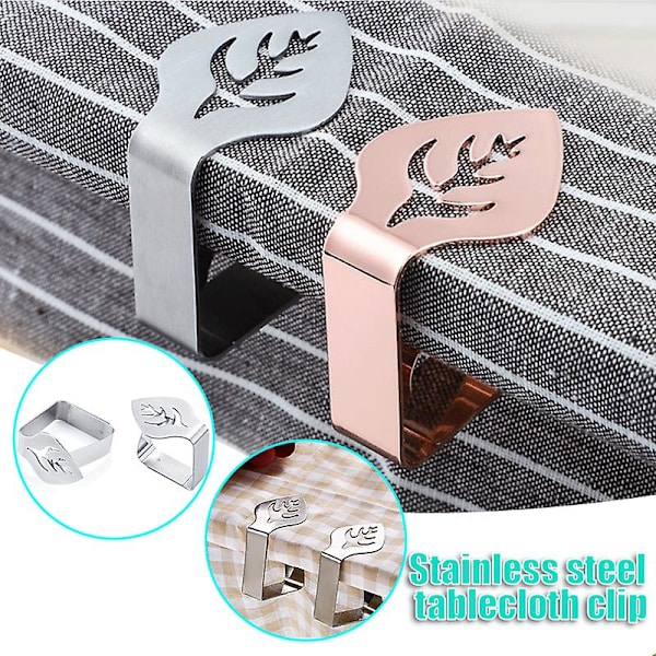 1 st/4 st Rostfritt Stål Dukklämma Dekorativt Löv Dukklämma Hållare Dukklämmor För Picknick Grill Bröllop Dekoration 4pcs silver C