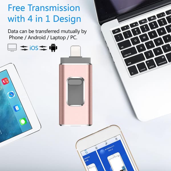 Tre-i-ett multifunktions-USB-minne (16 GB roséguld)