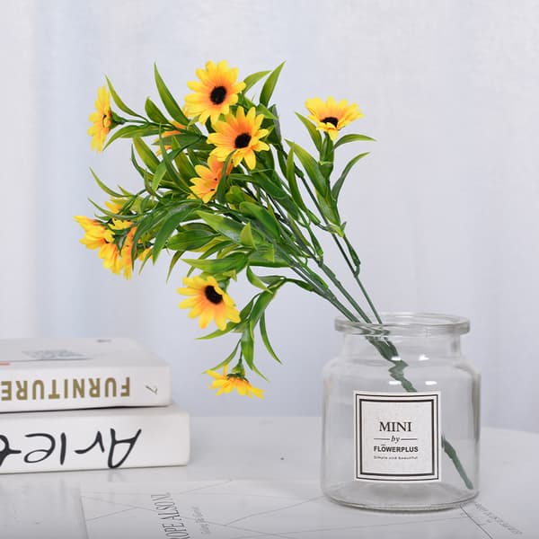 Kunstig tusindfryd falsk gul blomst 3stk,