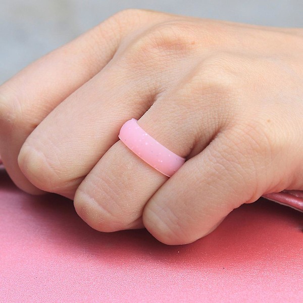 7 st. Dammode Silikon Mjuka Glittrande Fingerringar Fest Smycken Present Rose Red US 9
