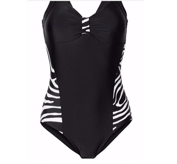 Plus Size Dam Zebra Mönstrat Monokini Baddräkt Badkläder Strandkläder 3XL